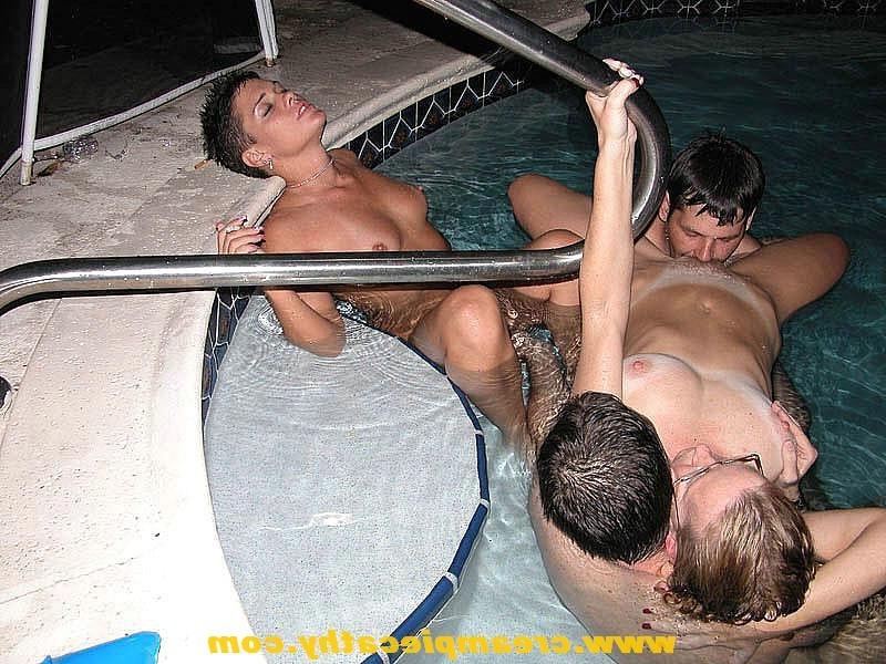 19P Group of friends have sex in hotel pool