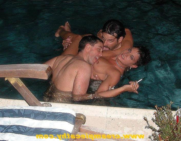 19P Group of friends have sex in hotel pool