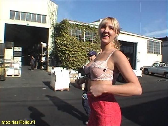 15P Busty Blonde Gretchen Flashes Lucky Warehouse Workers