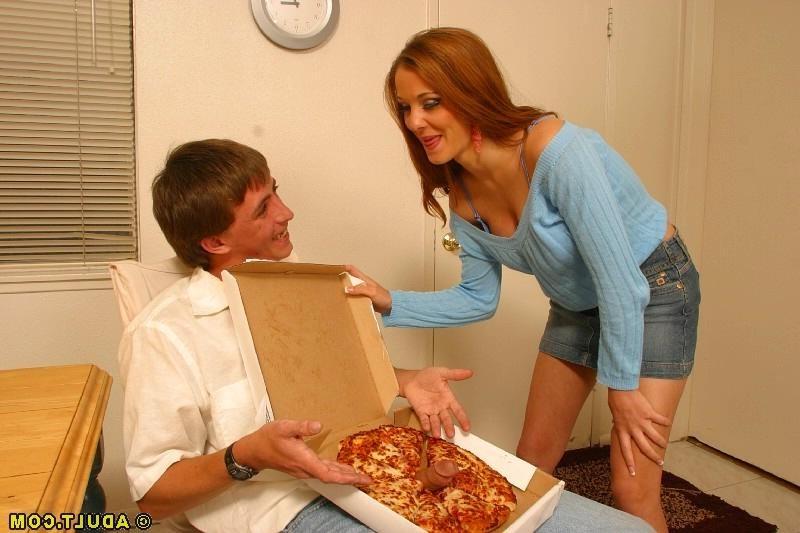 15P Sexy redhead slut sucking and fucking a lucky delivery boy