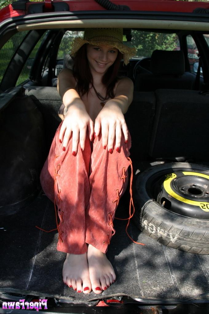 15P Teen has fun inside car