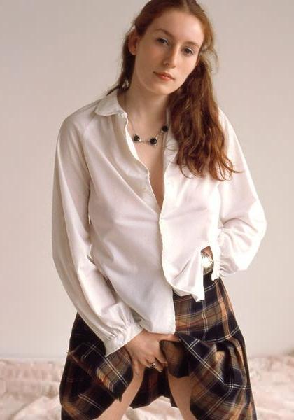16P Shy Real Redhead Lifts Short Uniform Skirt