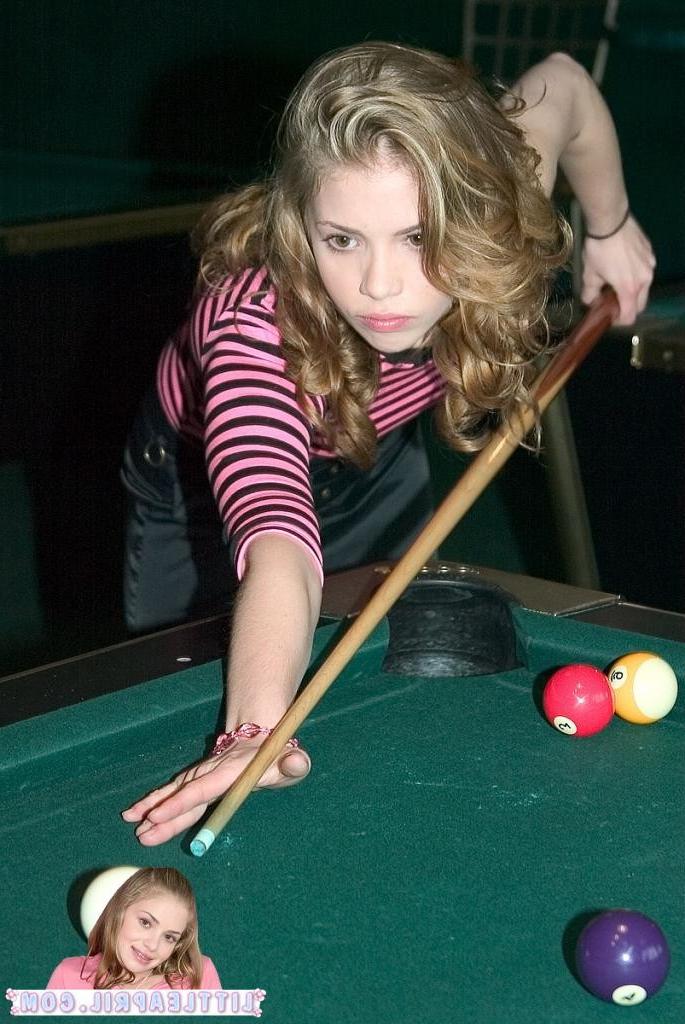 16P Two hot teens playing a hot game of pool together