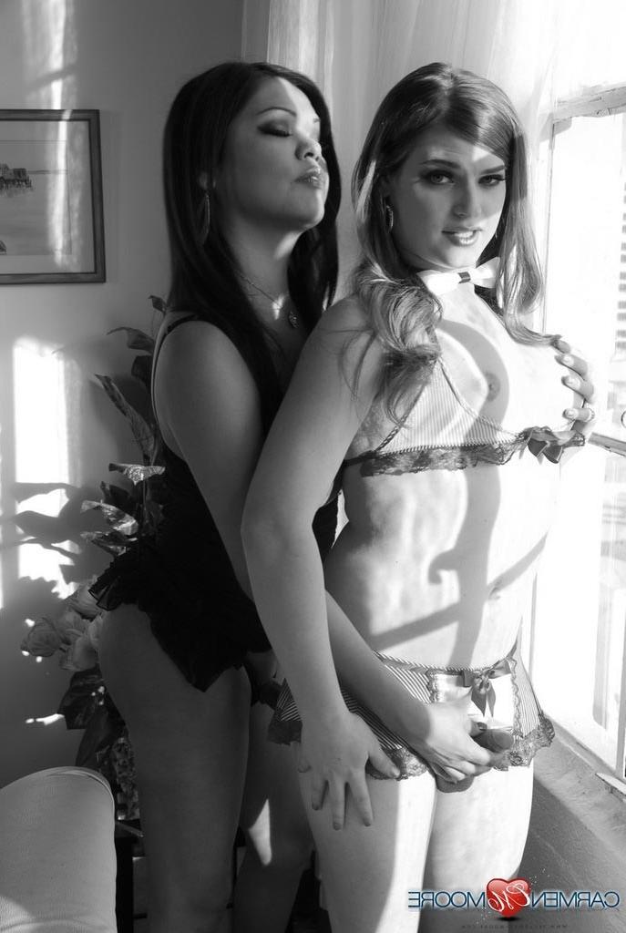 12P Carmen Moore and Tiffany Star in a black  white pictorial