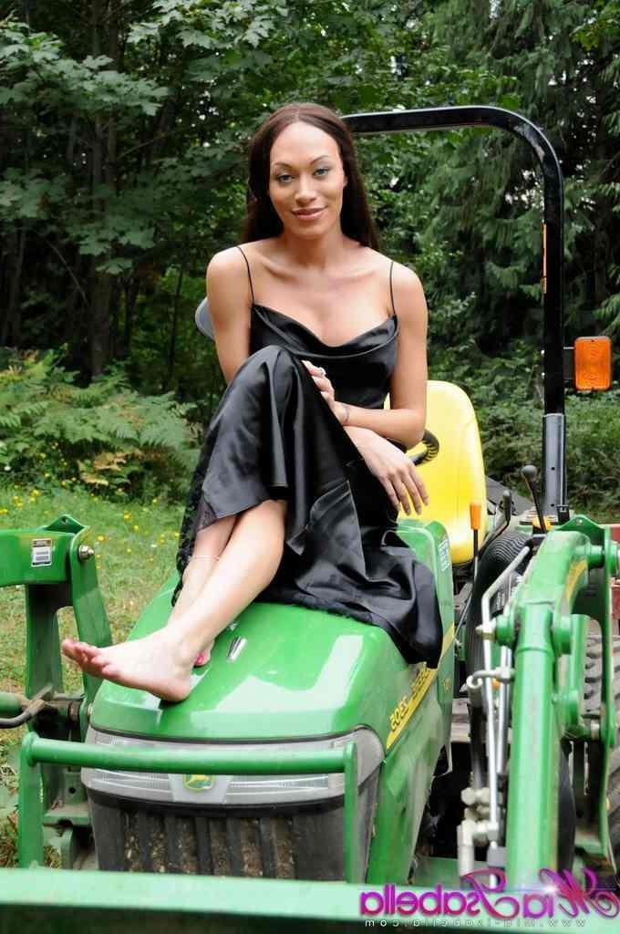 16P Sexy shemale posing on a tractor
