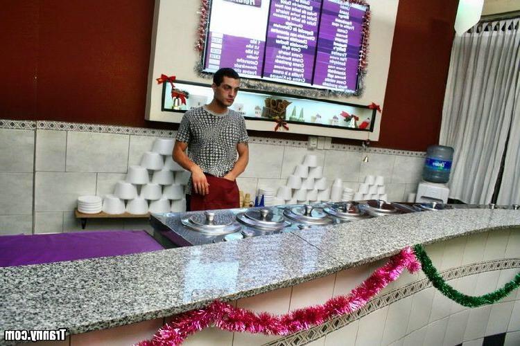 16P Horny guy fucking hot big titted shemale in an ice cream shop