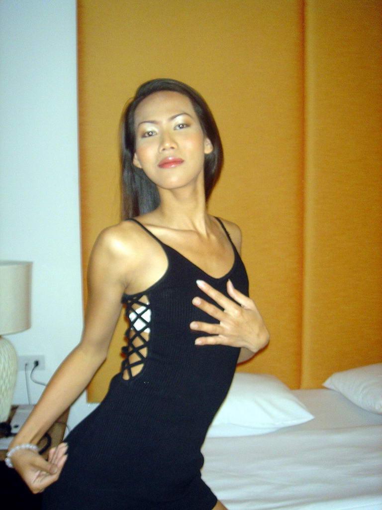 15P dirty thai ladyboy hooker strokes her hard cock
