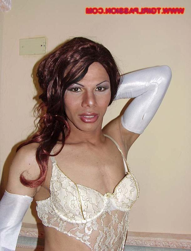 16P Dominican transvestite stroking her huge love toy