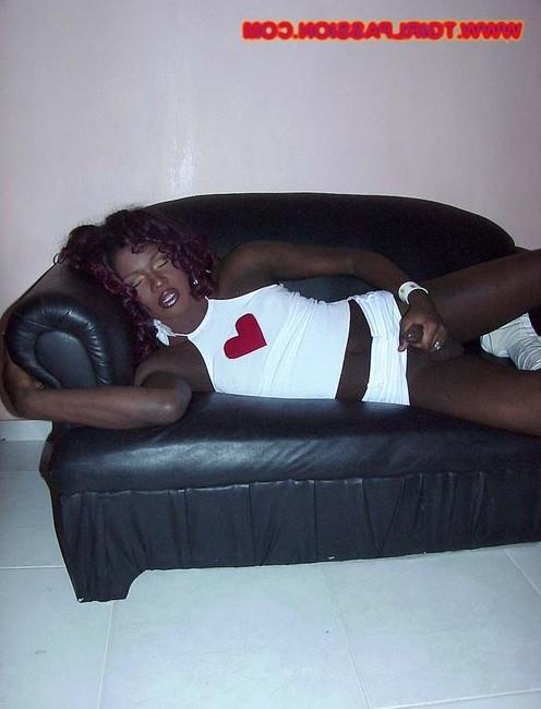 16P Dominican shemale stroking her huge black love toy
