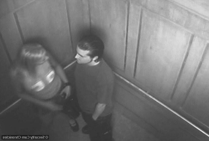 16P Horny couple caught in action by hidden elevator cam