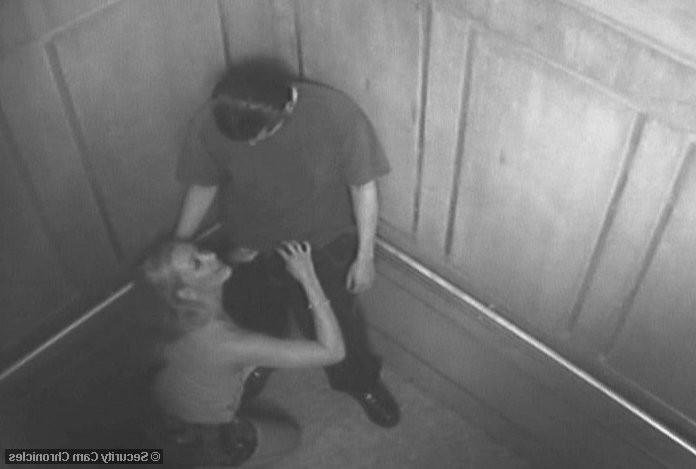 16P Horny couple caught in action by hidden elevator cam