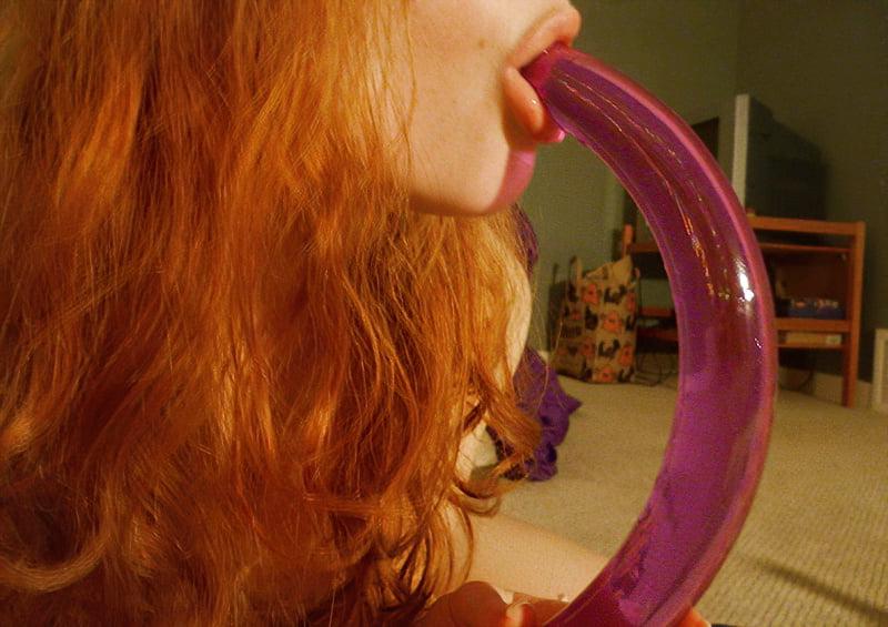 23P Redhead, gagged, tied, and toyed with