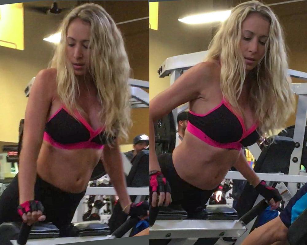 25P Blonde Gym Bunny Loves to Show Belly.