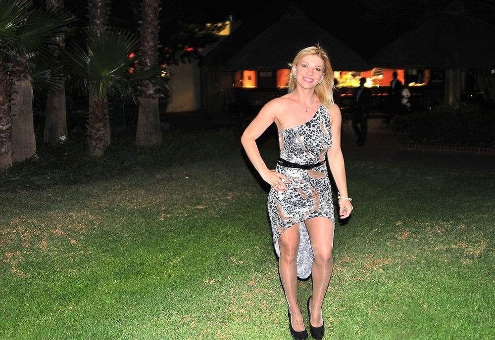 25P NN blonde cutie Lana wearing shiny tan tights