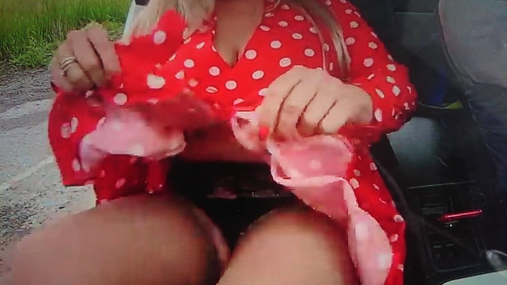 25P Stockings upskirt in car