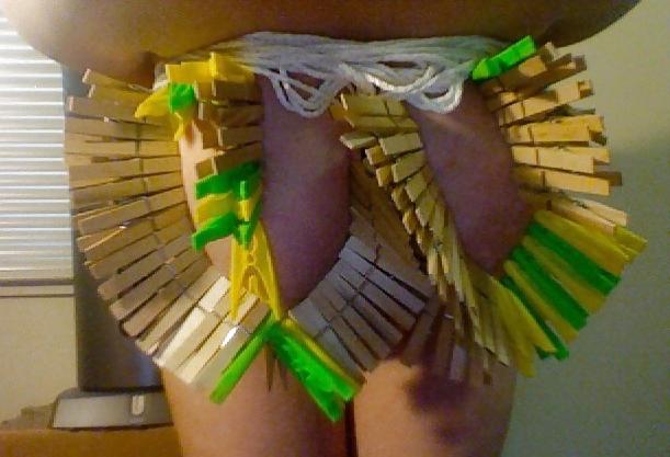 25P Big Natural Boobs Tortured With Over 100 pegs