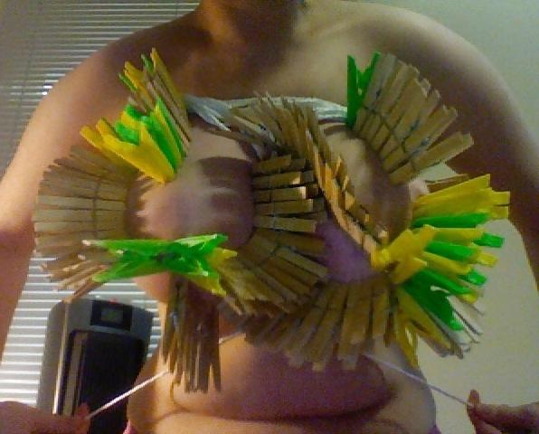 25P Big Natural Boobs Tortured With Over 100 pegs