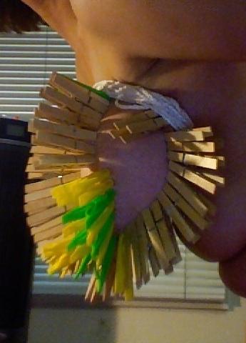 25P Big Natural Boobs Tortured With Over 100 pegs