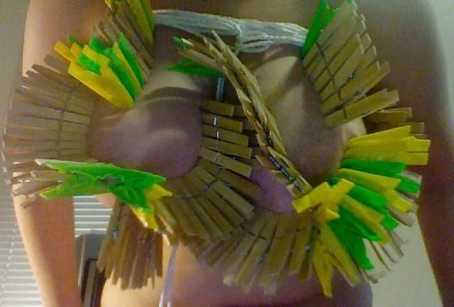 25P Big Natural Boobs Tortured With Over 100 pegs