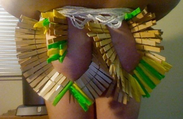 25P Big Natural Boobs Tortured With Over 100 pegs
