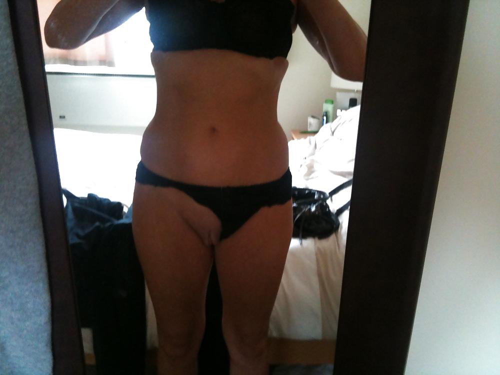 12P Pullin my knickers across to show my bald pussy