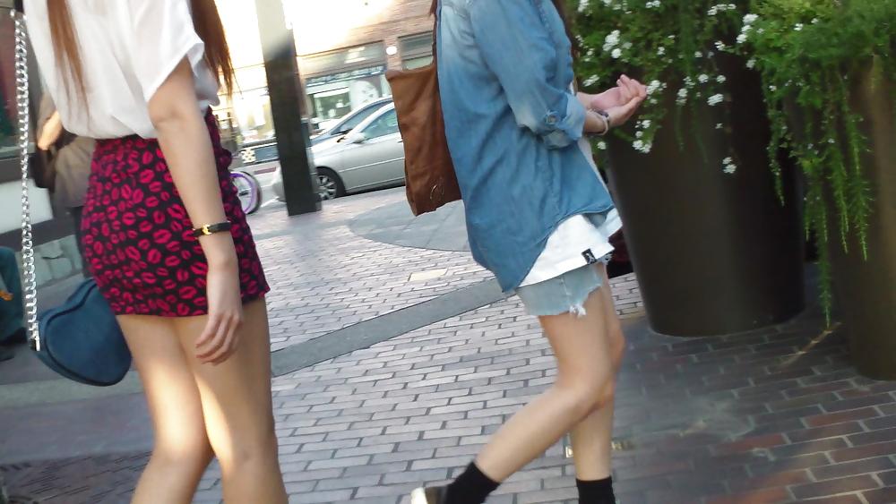 25P Hot teen girl in red dress with great legs