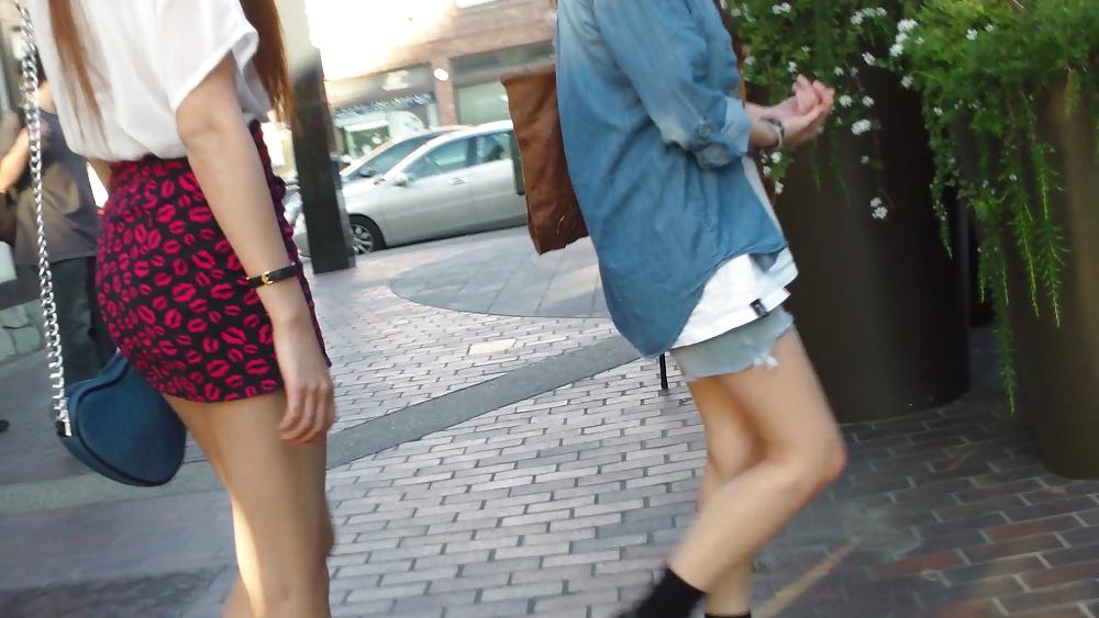 25P Hot teen girl in red dress with great legs