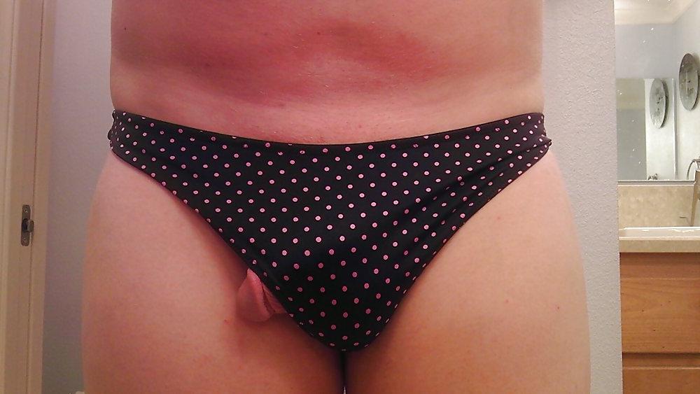 14P Crossdressing polka dot thongs and pink toe nails