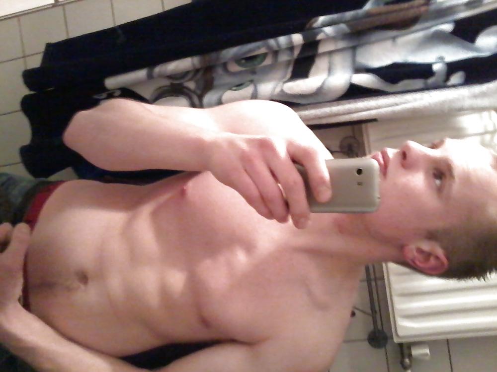 6P Big white cock shows by young skinny boy