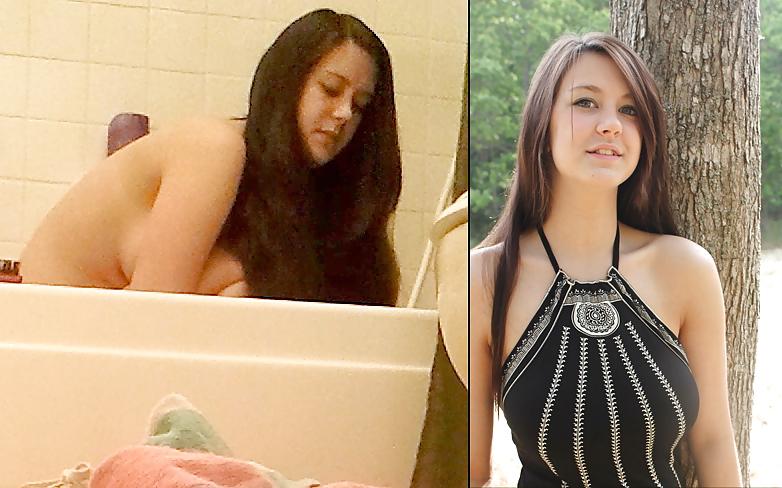 25P Sexy brunette teen with friend