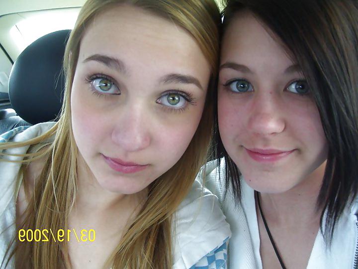 25P Sexy brunette teen with friend