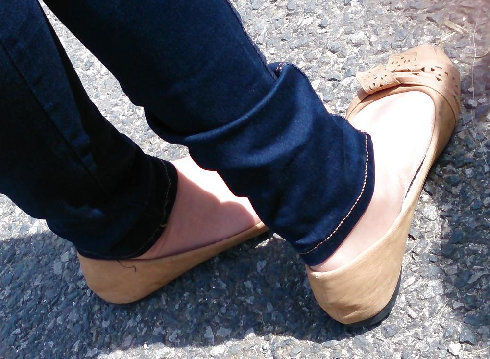 13P Candid teen friend ballerinas flats and nylon socks