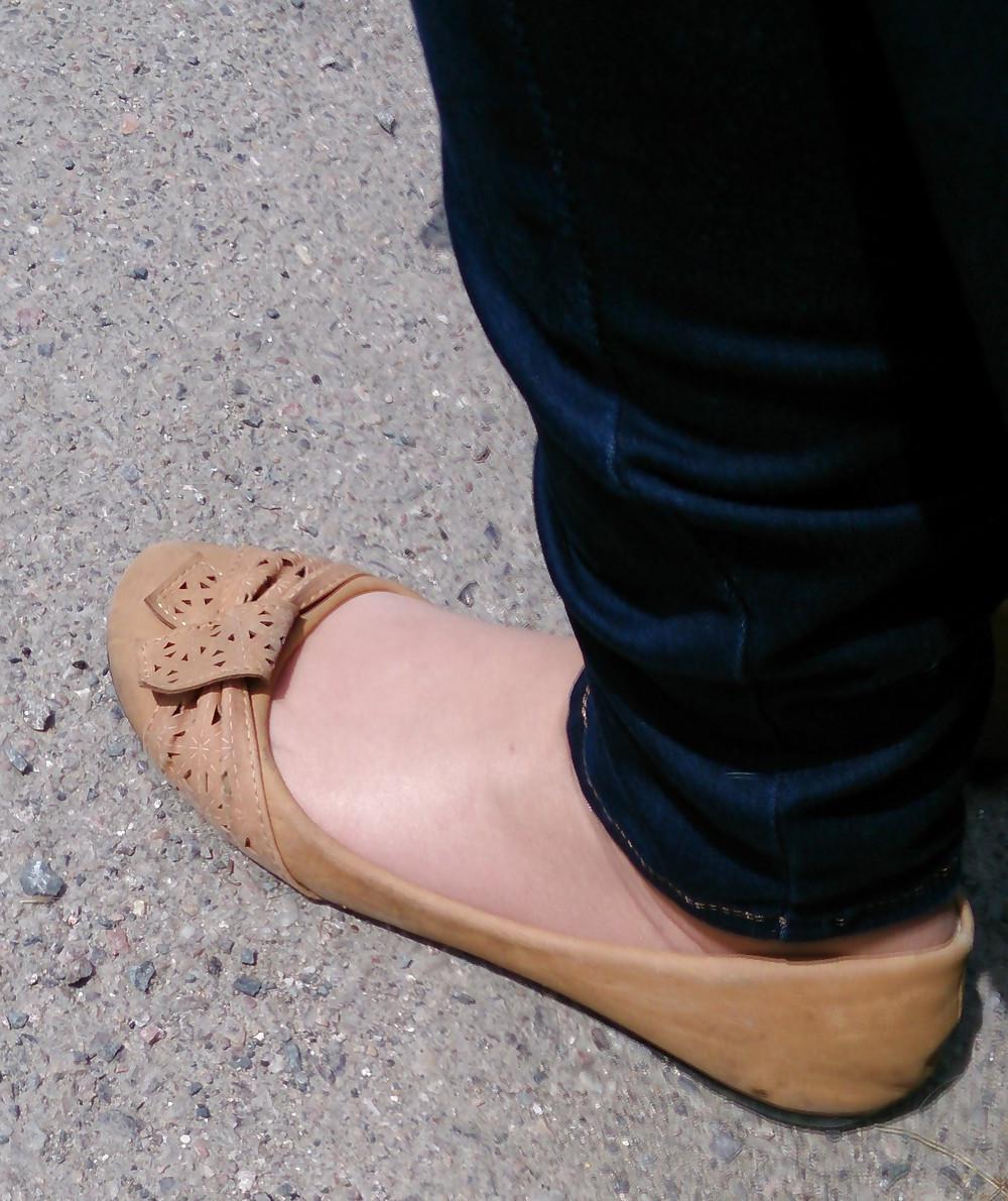 13P Candid teen friend ballerinas flats and nylon socks