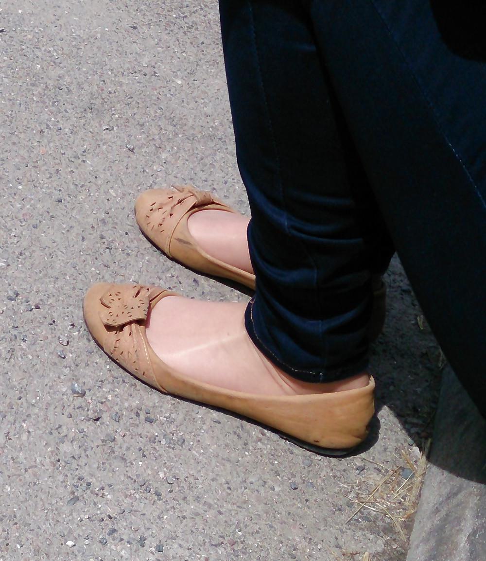 13P Candid teen friend ballerinas flats and nylon socks