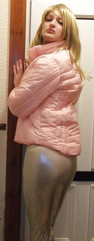 24P Hot sissy chav in silver leggings