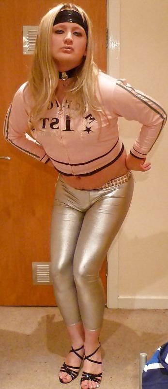 24P Hot sissy chav in silver leggings