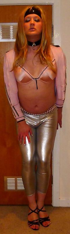 24P Hot sissy chav in silver leggings