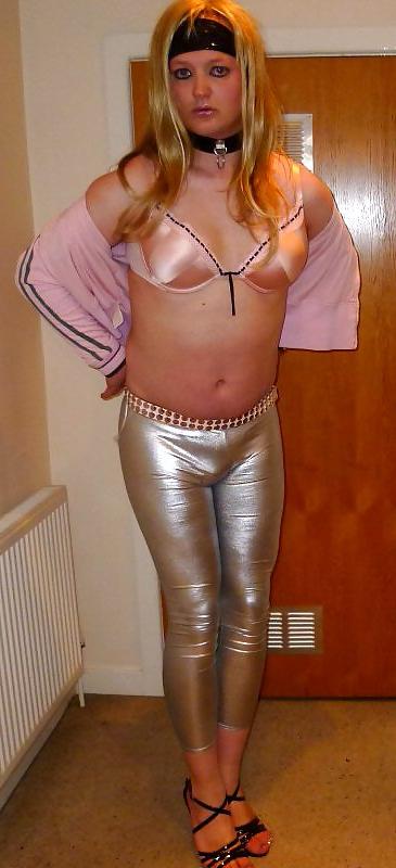 24P Hot sissy chav in silver leggings