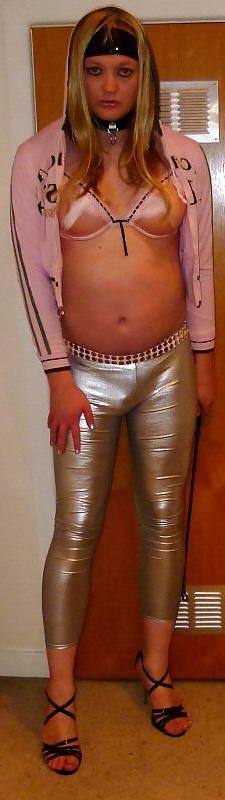 24P Hot sissy chav in silver leggings
