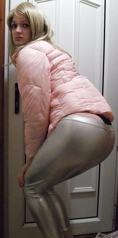 24P Hot sissy chav in silver leggings