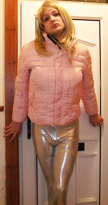 24P Hot sissy chav in silver leggings