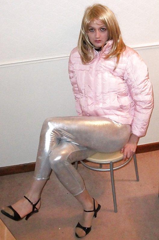 24P Hot sissy chav in silver leggings
