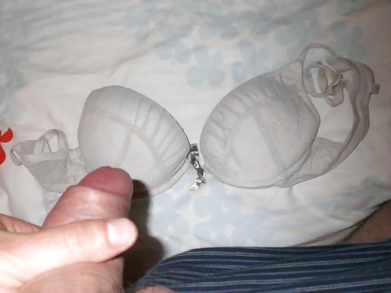 25P Cum on a friend's wife's bra and panties