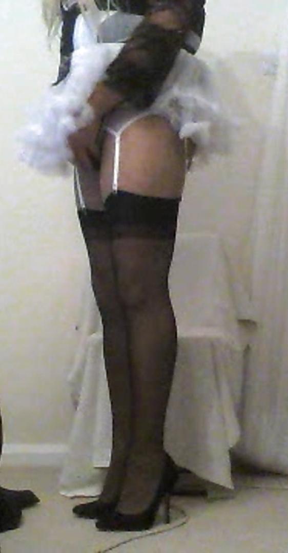25P Sissy in stockings playing with hard cock toy