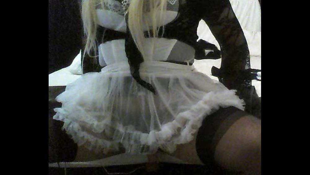 25P Sissy in stockings playing with hard cock toy