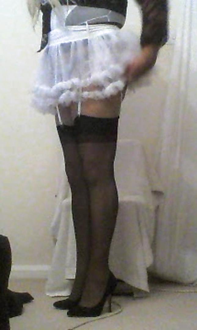 25P Sissy in stockings playing with hard cock toy