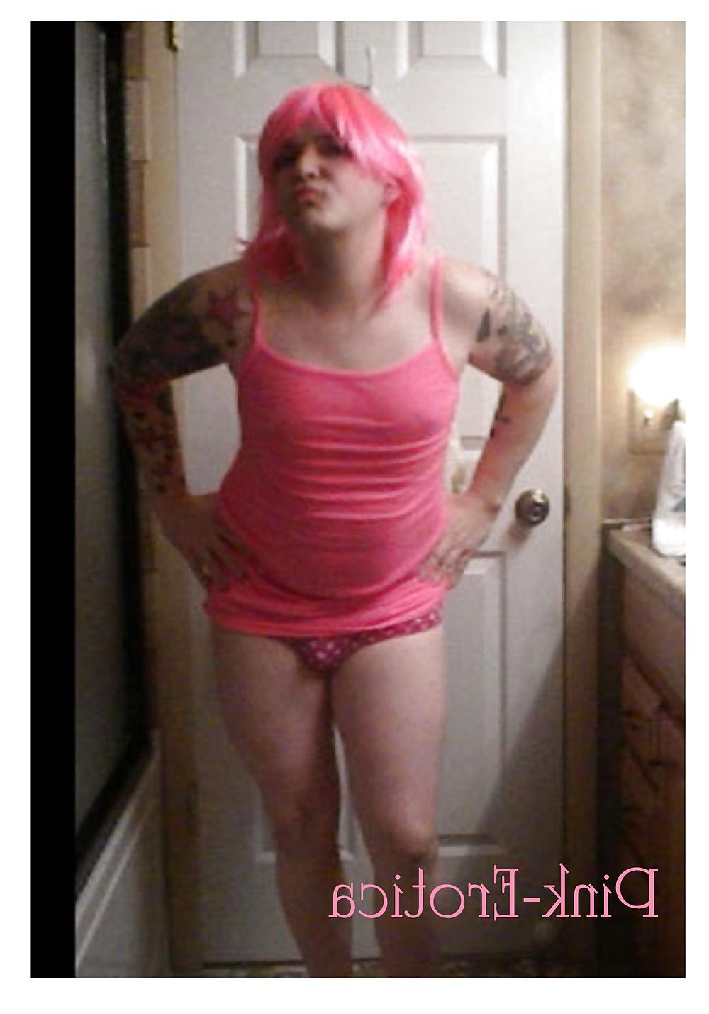 23P Pink-Erotica Sissyboy Cross Dresser Pink Cami and Panties