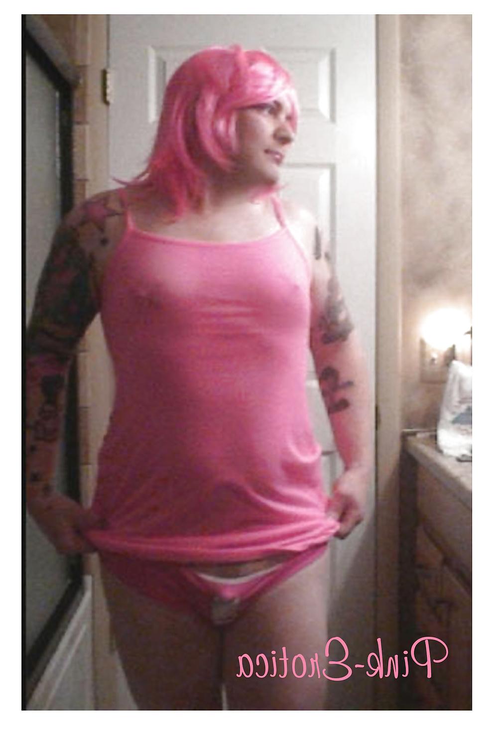 23P Pink-Erotica Sissyboy Cross Dresser Pink Cami and Panties