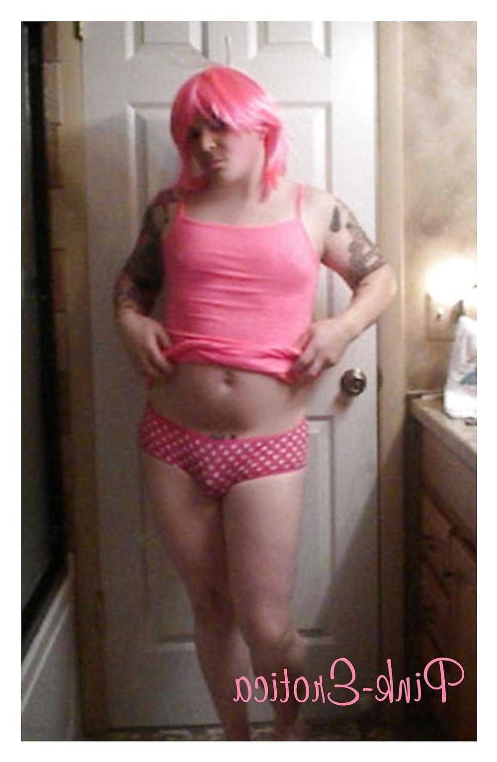 23P Pink-Erotica Sissyboy Cross Dresser Pink Cami and Panties