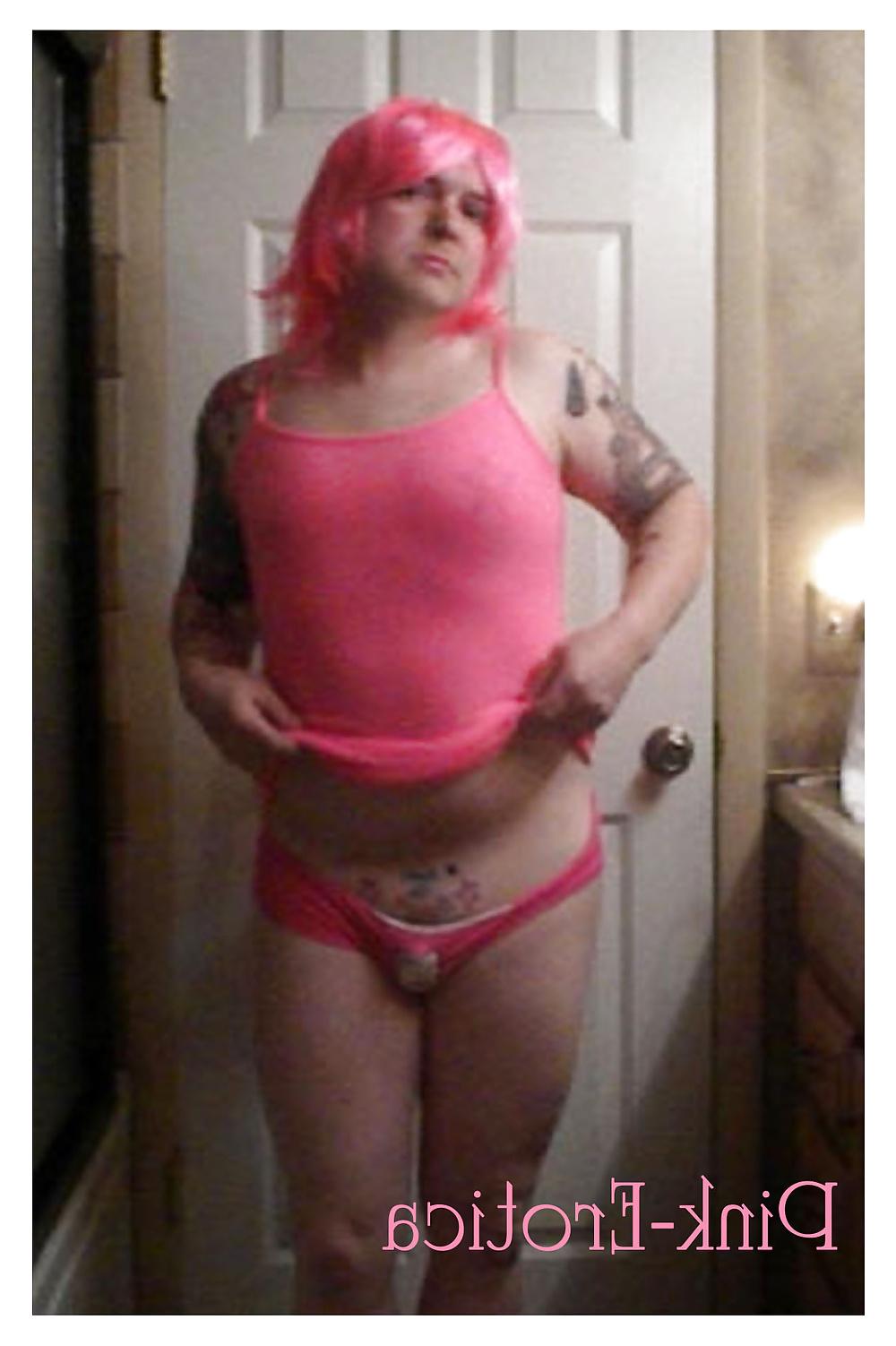 23P Pink-Erotica Sissyboy Cross Dresser Pink Cami and Panties